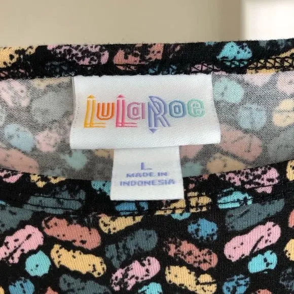 LuLaRoe NWOT Irma multicolor pattern tunic top sz L short sleeve pink mauve - Picture 5 of 6